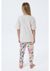 Resim U.s. Polo Assn. 2503 %100 Pamuk Cepli Kız Çocuk Pijama Takım Bej 