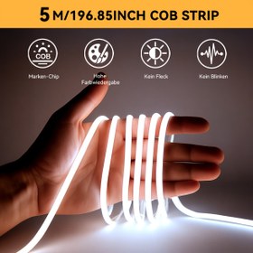 Resim HOTU İnce COB LED Şerit Lamba - USB ile Çalışan Yapışkanlı Esnek Kesilebilir Şerit Lamba, 400 LED/M, Gün Işığı & Sıcak Beyaz (3000-6500K), Noktasız Tasarım, Yatak Odası, Dolap Altı Aydınlatması, Yatak Odası Aydınlatması, Modern Aydınlatma, Esnek Aydınlatma 