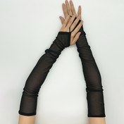 Resim 1 Çift Kadınlar İçin Esnek Parmaksız Eldivenler - Katı Renkli Uzun Güneş Korumalı, Dekoratif Polyester Dans Parti Kostüm Aksesuarları, Tüy Yok, Elle Yıkanabilir 