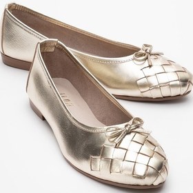 Resim 03 Altın Cilt Hakiki Deri Kadın Babet Ayakkabı Altın 