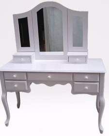 Resim BENGİ TİCARET Makyaj Masa 17950 Dresuar 7çekm Klasik Kayın Aslan ayak beyaz lake Kanat ayna 