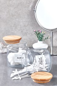 Resim FBZhome Dekoratif Cam Kulak Pamuğu Ve Pamukluk Organizeri 500ml 