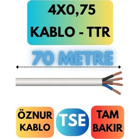 Resim Öznur 4x0,75 Ttr Kablo Metre Seçenekli Beyaz - 70 Metre 