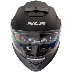 Resim NCR Stars Mat Siyah Çene Açılır Motosiklet Kask ECE Belgeli Hafif ABS Plastik Tasarım 