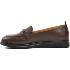 Resim Ayakmod 44280 Kahve Hakiki Deri Kadın Loafer Ayakkabı 001 