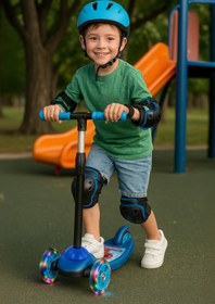 Resim BRN Oyuncak Frenli Led Işıklı 3 Üç Tekerlekli Yükseklik Ayarlı Runner Kız Erkek Sax Mavi Çocuk Pembe Scooter 