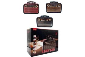 Resim S'82 Nostaljik Görünümlü Ahşap Radyo Tf Sd Usb Girişli Led Fener Işıklı 