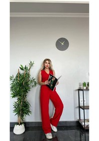 Resim Tane Tasarım Kadın Yelek Pantolon Takım Kadın Şık Yelekli Takım - Dar Kalıptır Kırmızı Kırmızı 