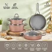 Resim Amboss Crystal 7 Parça Granit Çift Renkli Tencere Seti - Rose Gold 