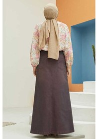 Resim 2254-denim Klasik Etek Bordo Bordo 