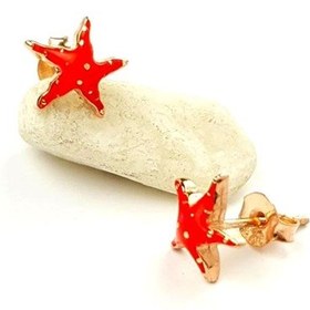 Resim Kırmızı Mineli Minimal Gümüş Küpe 