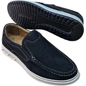 Resim Wexperon W380 Erkek Hakiki Deri Bağcıksız Loafer Comfort Ayakkabı Nubuk Siyah Siyah 