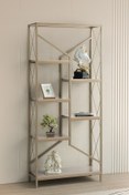 Resim Reyo Vega Modern Tasarım Metal Raflı Kitaplık - 6 Raflı 180 cm Cappucino 