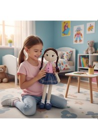 Resim Büyük Amigurumi Bebek Oyun Ve Uyku Arkadaşı Bej - Pembe 