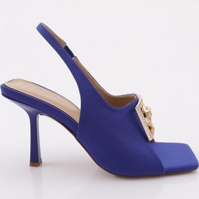 Resim Dgn 8061 Kadin Küt Burun Metal Aksesuarli Topuklu Sandalet 8061-2125-R13464 Saks 