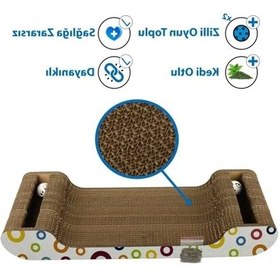 Resim Doğal Kedi Otlu Ve Zilli Tırmalama Kartonları, 3'lü Set 