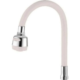 Resim Flamex Renkli Silikonlu Oynar Başlıklı 2 Fonksiyonlu Spiral Musluk Başlığı - Beyaz (5047) 