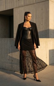 Resim Blor Siyah Dantelli Maxi Etek - M 