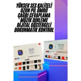 Resim Pileli Store Akıllı Saat ve Air Pro Kulaklık 7 Kordonlu Çok Fonksiyonlu Ikili Set 