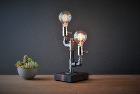 Resim Steampunk 2'li Masa/Gece Lambası 