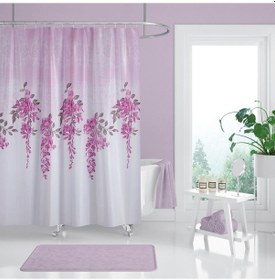 Resim Zethome Banyo Duş Perdesi 7359 180x200 Perde Borusu Askı Aparatı Pembe 160x260 Hediyeli Pembe 