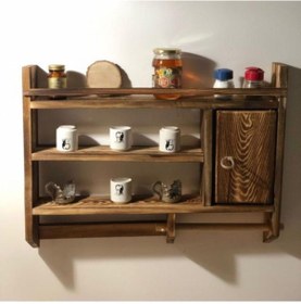 Resim AnkaWood Dekoratif Mutfak Düzenleme Rafı Terek Baharatlık Ahşap Mutfak Tereği Organizer Bardaklık 