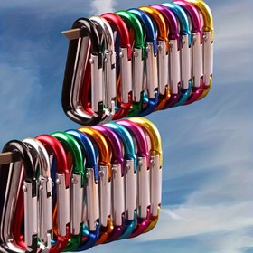 Resim 20 Paket Dayanıklı Alüminyum Alaşımlı Karabinler Güvenli Baharlı Kapaklarla - Kırmızı, Yürüyüş, Kamp, Balıkçılık ve Açık Hava Maceraları için İdeal, Kamp Ekipmanları | Canlı Karabinler | Dayanıklı Karabinler, Klipsler 