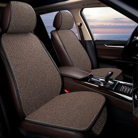 Resim Keten Araba Koltuk Minderi Seti - Kaymaz, Nefes Alabilen Ön Sıra Kapakları BMW, KIA, AUDI ve Daha Fazlası İçin - Kolay Bakım, Her Mevsim Konfor 