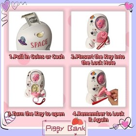 Resim Trez Treamer Roket Gemisi Erkek Çocuklar için Kumbara Para Güvenli Astronot Kumbara Çocuklar için Nakit Para Kutusu ATM Banka Para Para Bankası Anahtarlı Çocuklar için Astronot Çıkartması Çocuklar Erkek ve Kız 