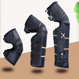 Resim 2'li Kışlık Sıcak Tutucu Termal Bisiklet Dizlikleri Erkek & Kadın - Kalınlaştırılmış Rüzgar Geçirmez Ayarlanabilir Kayışlı Sürüş Dizlikleri, Dayanıklı PU Malzeme, Yeşil Detaylı 