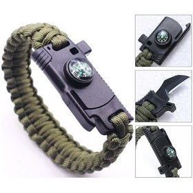 Resim 9595 Pusulalı ve Bıçaklı Paracord Bileklik Haki Çok Renkli 