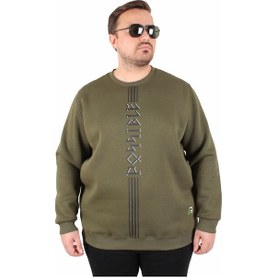 Resim Mocgrande Büyük Beden Bisiklet Yaka 3ip Sweat Possible 25719 Hakı Haki 