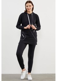 Resim Oversize Kapüşonlu Eşofman Takım - Siyah Siyah 
