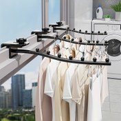Resim Ayarlanabilir 7 Kancalı Metal Elbise Askısı Askısı - Duvara Monte, Yatak Odası, Çamaşır Odası veya Giriş Yolu için Yerden Tasarruf Sağlayan Tasarım, Modern Ev Düzenleme Çözümü, Çamaşır Odası Düzenleme | Modern Duvar Rafı | Dayanıklı Yapı Kalitesi, Ev İçin Elbise Askıları 