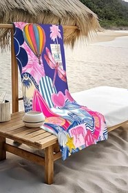 Resim Dijital Baskı Plaj Deniz Havlusu Modern Desenli Peştamal HVL0172 