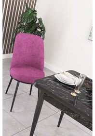 Resim Canisa Concept Nil Serisi 70x110 Sabit Mutfak Masası Takımı Siyah Mermer Desen Masa 2 Mor Sandalye Masa Siyah Sandalyeler Mor 
