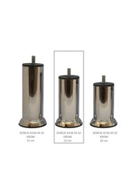 Resim Doruk Ayak, Cıvatalı Baza Koltuk Dolap Ayağı, Metal, Krom, M10, 12 Cm Krom 