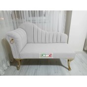 Resim AldaGelsin Yeni Model Ultra Lüks Alda Çizgili Josefin Bench Puf Berjer 130 cm 