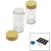 Resim tammarket 12 PCS TAKIM YUVARLAK CAM BAHARATLIK - TUZLUK BAMBU KAPAKLI (5047) 