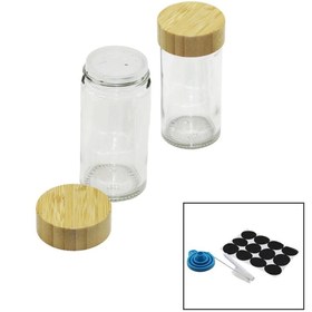 Resim tammarket 12 PCS TAKIM YUVARLAK CAM BAHARATLIK - TUZLUK BAMBU KAPAKLI (5047) 