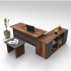 Resim Robin Home Verona Abf Ofis Büro Seti Çalışma Masası Takımı Ceviz Renk Ahşap Malzeme 140 cm 