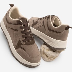 Resim Marjin Kadın Sneaker Yüksek Taban Spor Ayakkabı Aryan Vizon Süet 