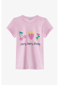 Resim Penti Açık Pembe Kız Çocuk Cherry,Berry Pamuklu 2'li Pijama Takımı 
