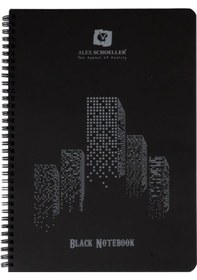 Resim Alex Schoeller Siyah Defter Spiralli Plastik Kapak A5 60Yp 