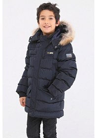 Resim Natürel Kürklü Erkek Çocuk Şişme Mont 51246 Lacivert 