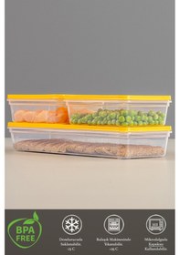 Resim Meleni Home Buzdolabı Mikrodalga Saklama Kabı 3'Lü Sarı 1 x (1170 ML) 2 x (600 ML) Sarı 