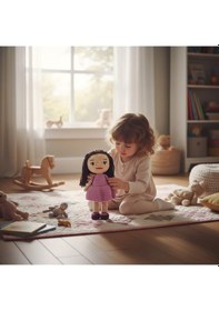 Resim El Yapımı Kız Bebek Amigurumi Oyuncak Tığ İşi Oyun Arkadaşı Çok Renkli 