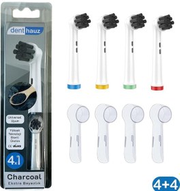 Resim Charcoal - Ekstra Beyazlık Oral-b Uyumlu Diş Fırçası Başlığı + Fırça Koruma Kapağı 