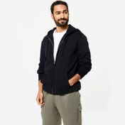 Resim Erkek Kapüşonlu Fermuarlı Sweatshirt - Siyah 