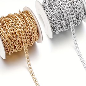 Resim 1 Rulo Alüminyum Alaşımlı Altın Alüminyum NK Zincir Bilezik Kolye Malzemesi DIY Takı Yapımı Kutusu Giysi Zinciri Aksesuarları 5 Yards/rulo 